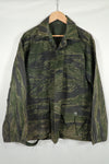 Real 1970s Late War Tiger Stripe Jacket, used, black dyed.