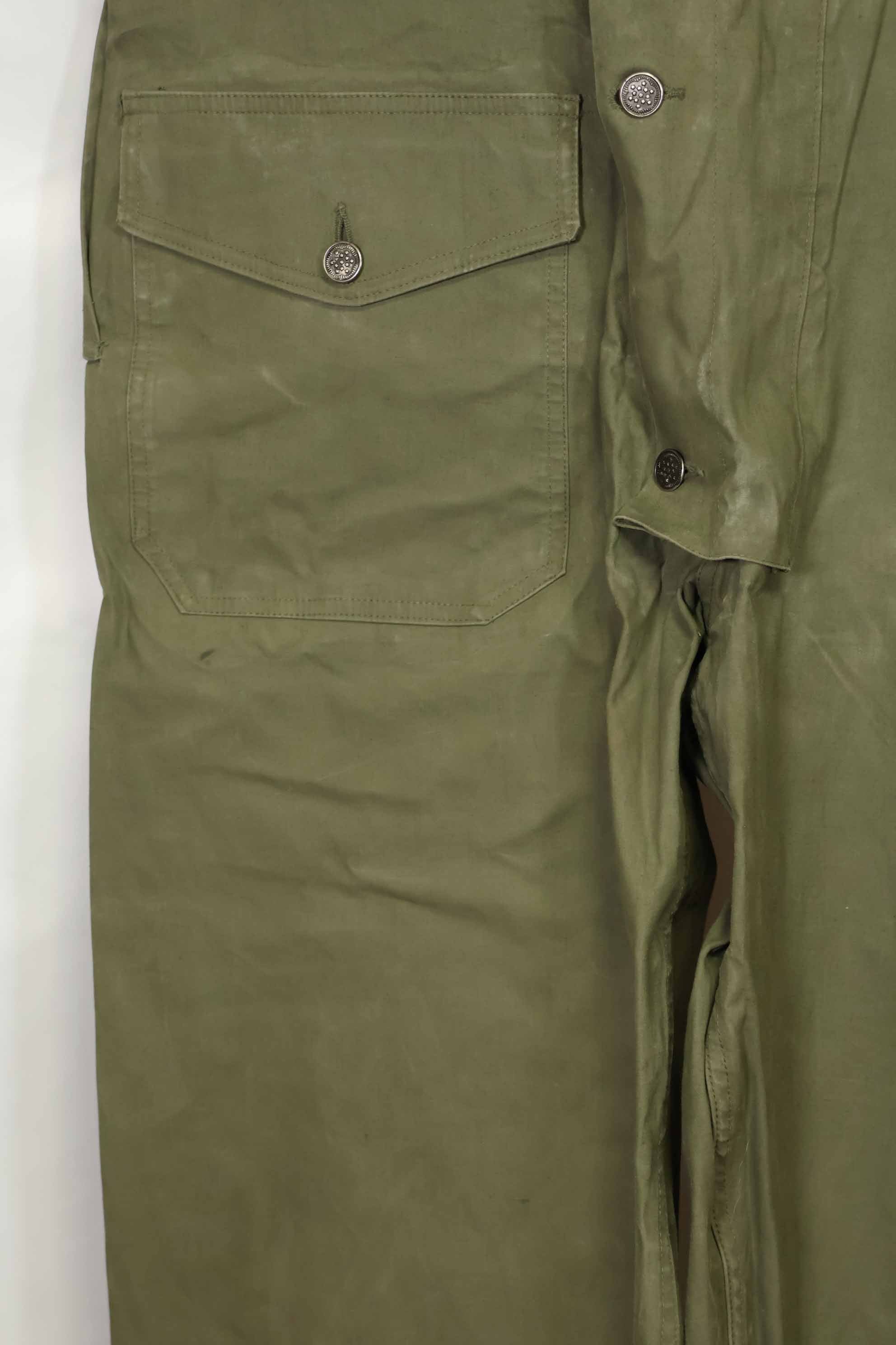 1940s-early 50s U.S. Navy, Army button deck pants, rain pants, used, B