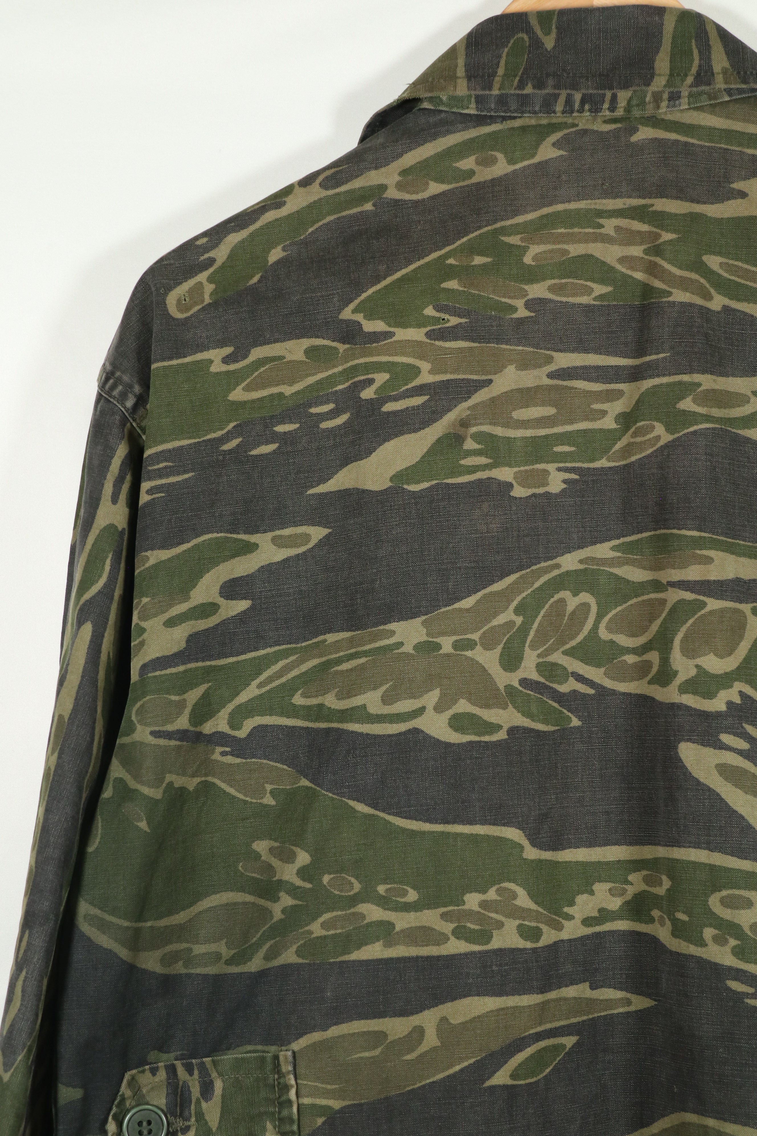 Real 1970s Late War Tiger Stripe Jacket, used, black dyed.