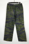 Real 1970s Late War Tiger Stripe Pants, used, black dyed.