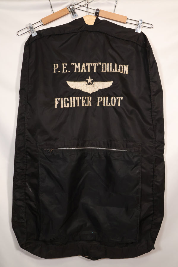 1960s privately procured fighter pilot flight jacket &amp; uniform suit bag, embroidered, used