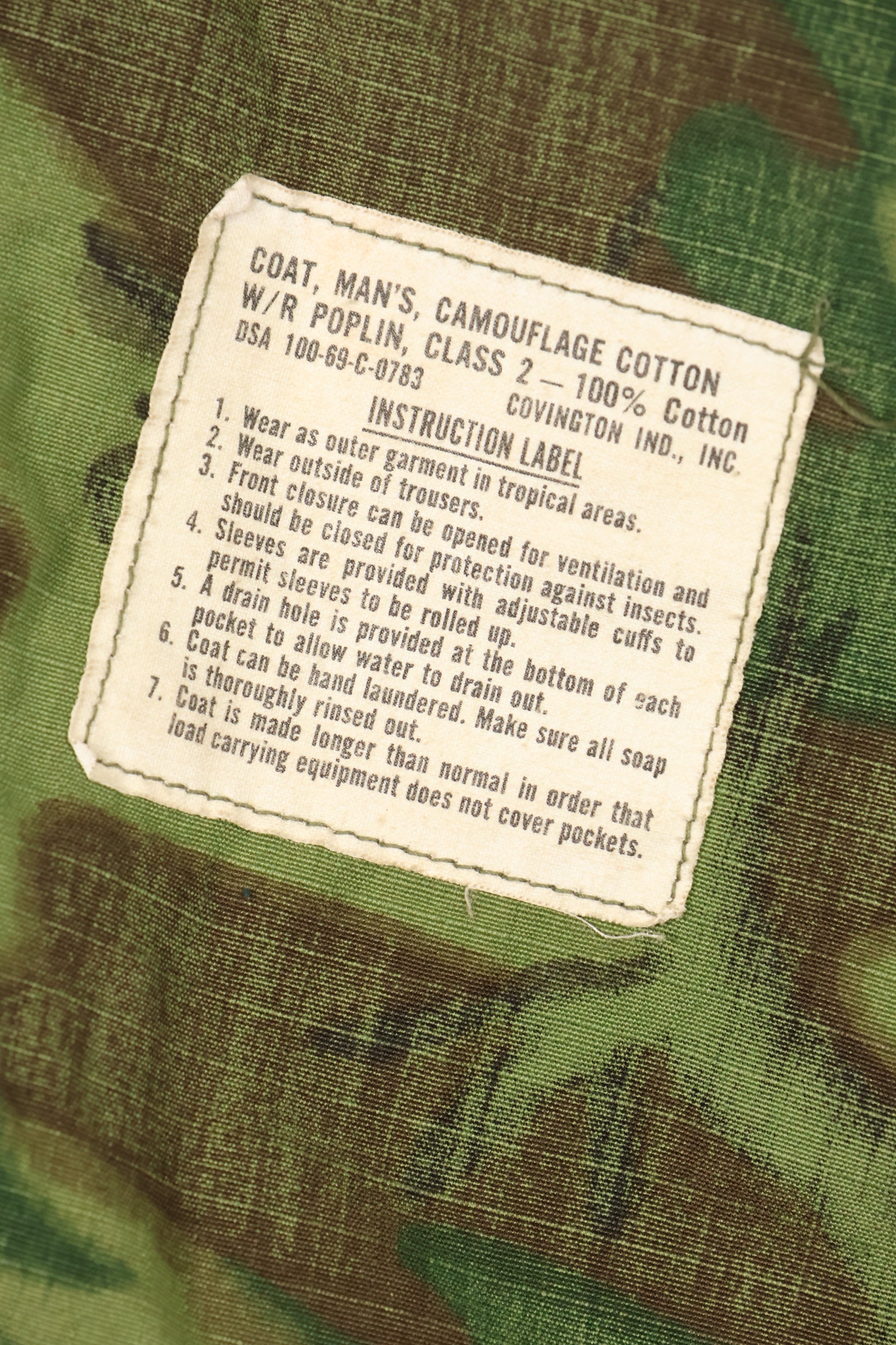 1969 Contract M-R Ripstop ERDL Camouflage Jungle Fatigue Jacket in good used condition