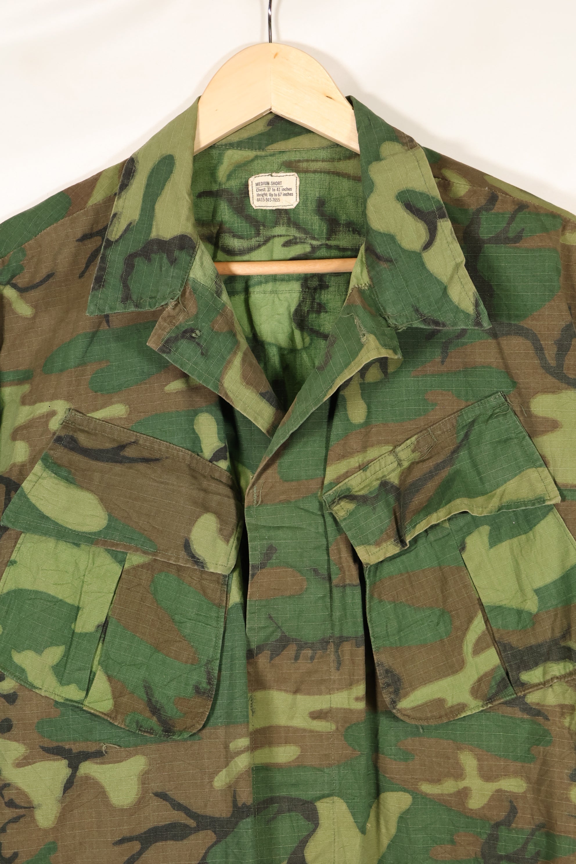 1969年契約　M-S　リップストップ　ERDL迷彩　ジャングルファティーグ　ジャケット　褪色あり　中古品