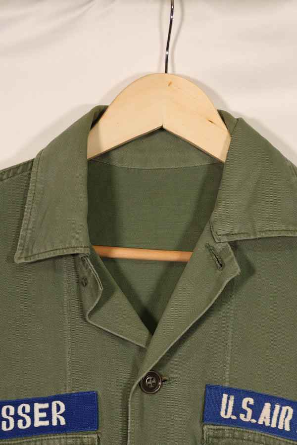 Real 1960s lot OG-107 USAF utility shirt with direct embroidery