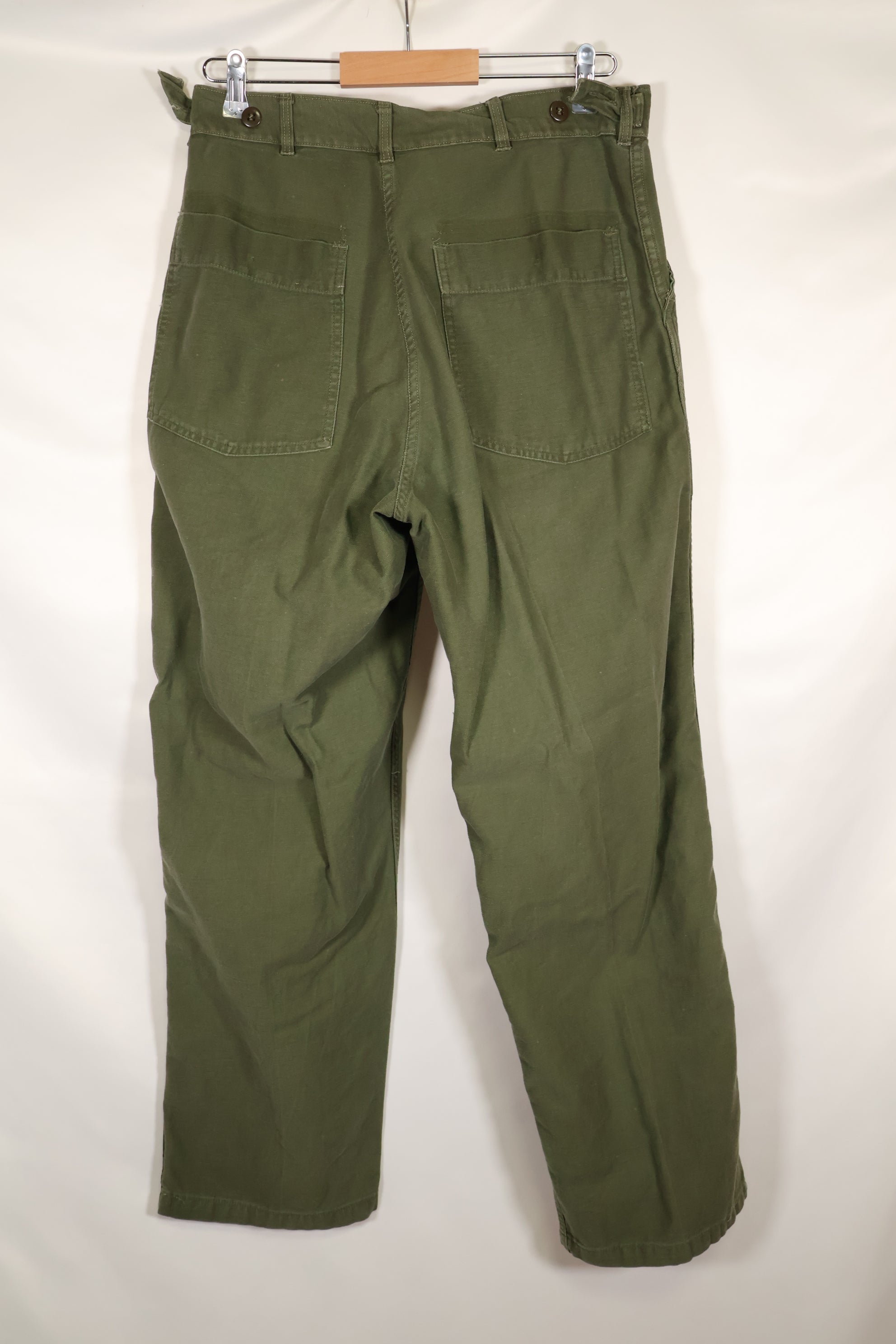 Early 1960s, estimated 34 OG-107 utility pants, baker pants, used.