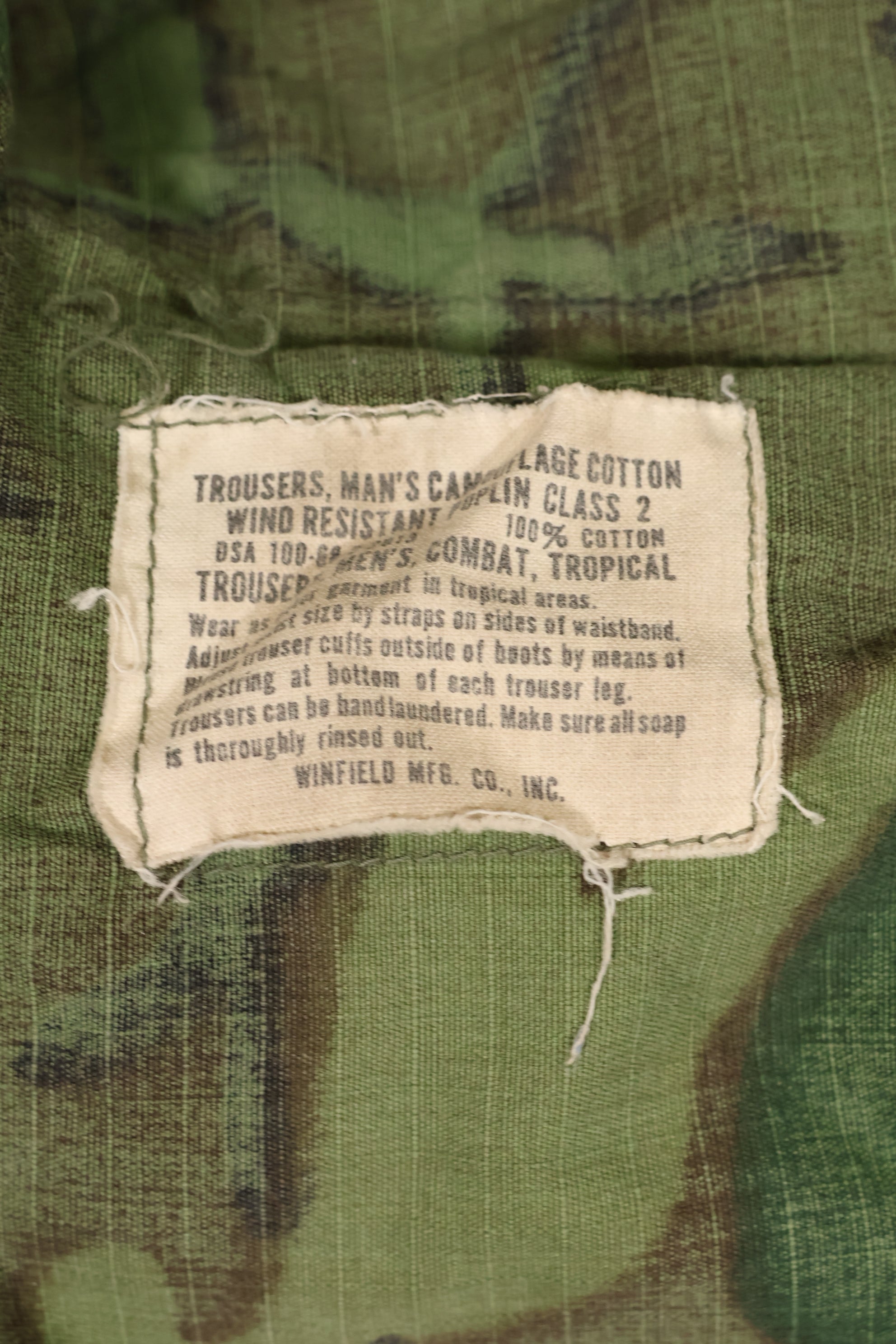 1968 contract, estimated M-S ERDL Greenleaf Jungle Fatigue pants, used.