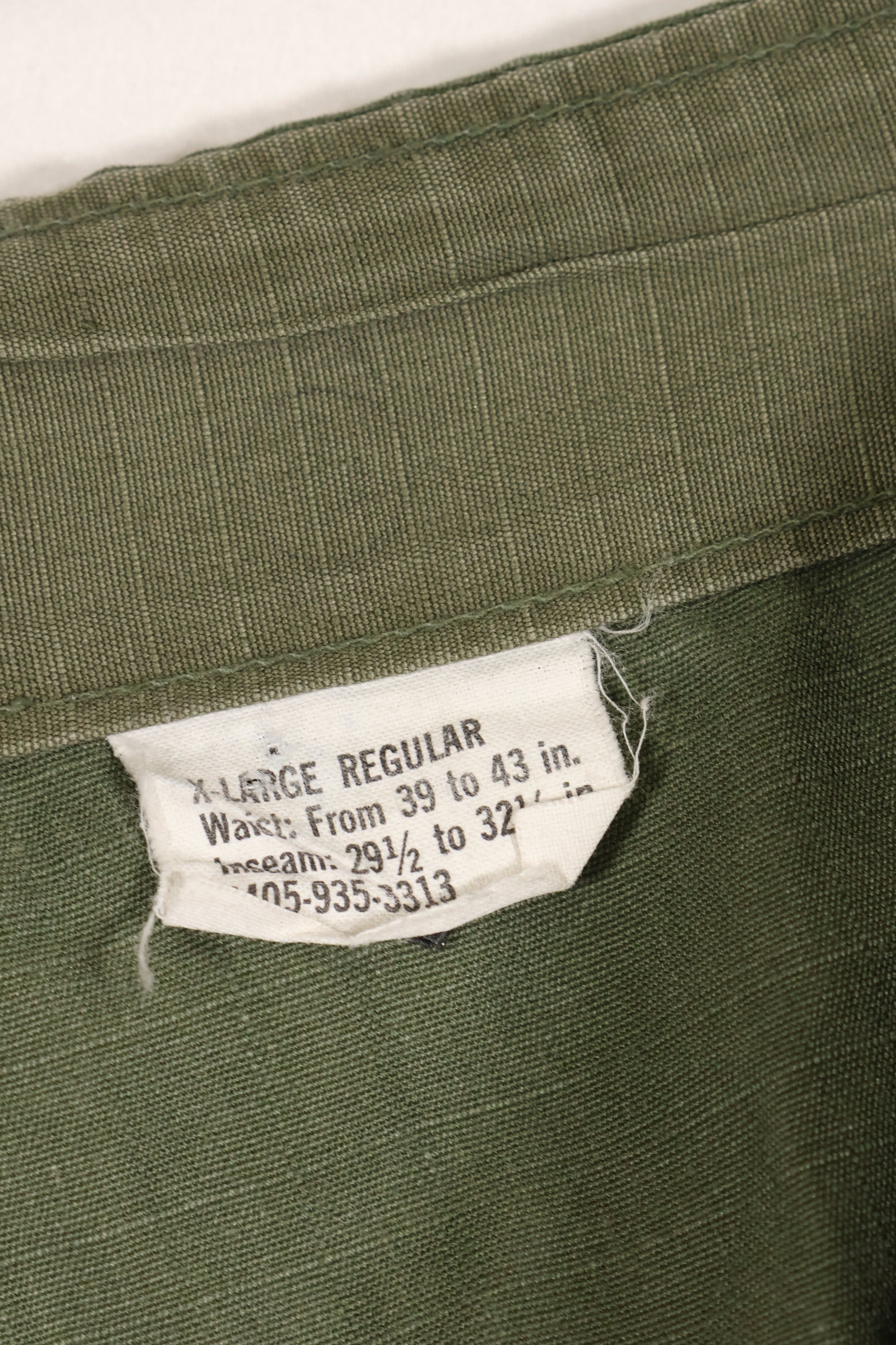 1969 Contract X-L-R 4th Model Jungle Fatigue Pants, used, largest size, rare.