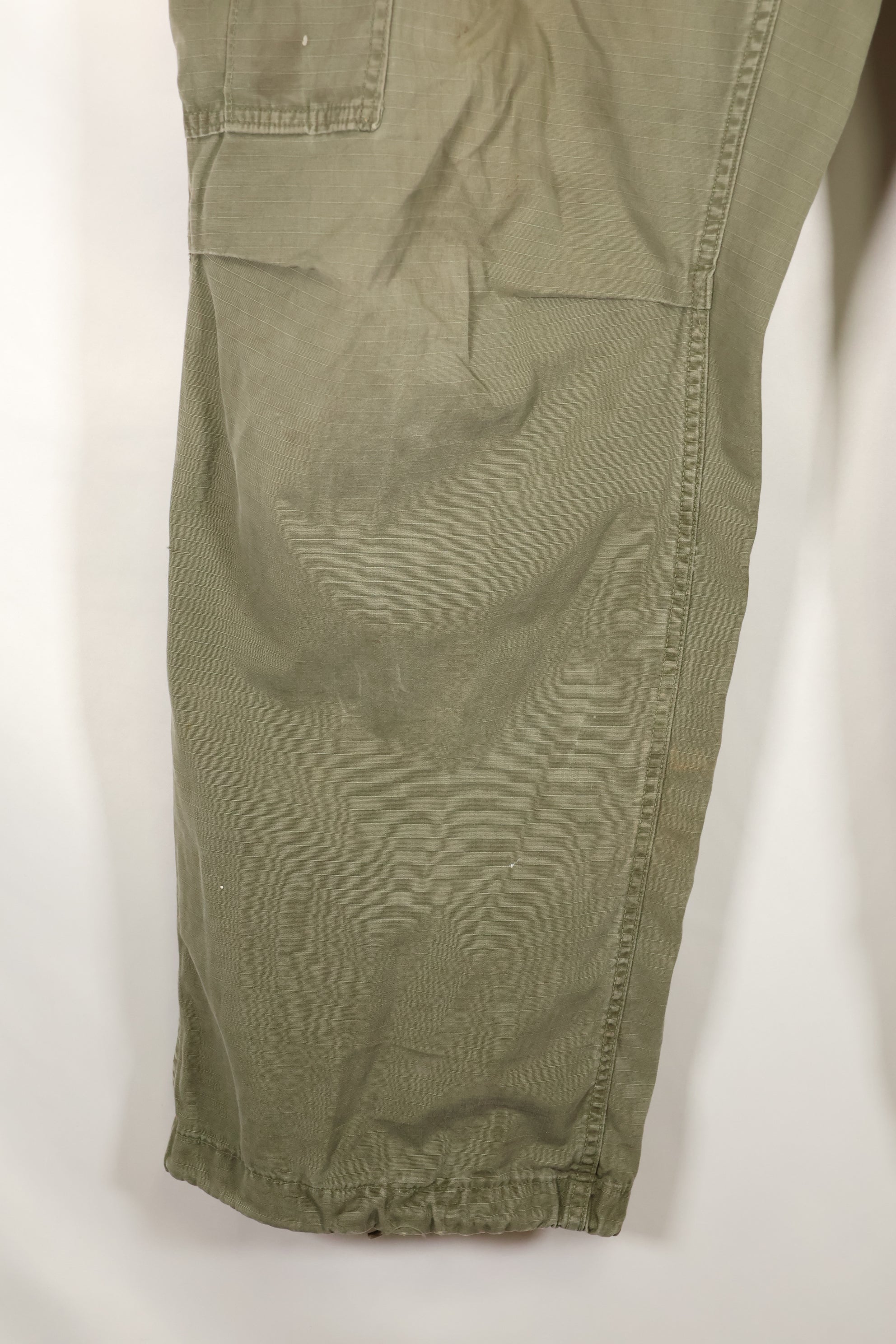 1969 Contract M-R 4th Model Jungle Fatigue Pants, stained, faded, used.