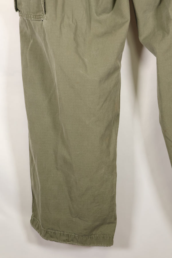 1969 Contract M-R 4th Model Jungle Fatigue Pants, stained, faded, used.