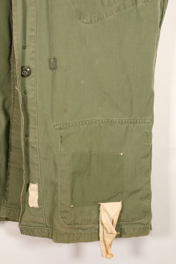 1963 Contract, estimated SMALL 1st Model Jungle Fatigue Jacket, used, stains, scratches.