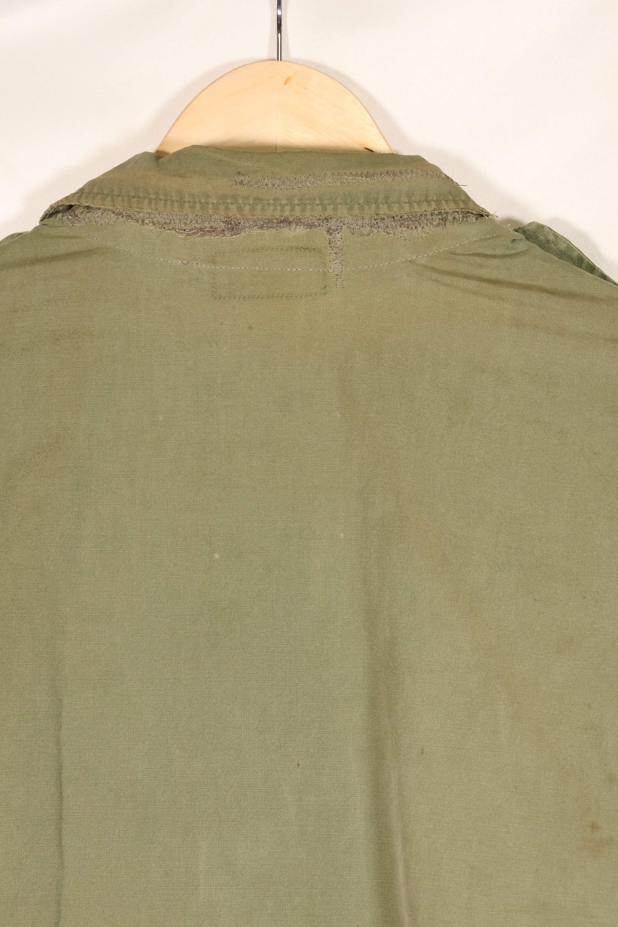 1963 Contract, estimated SMALL 1st Model Jungle Fatigue Jacket, used, stains, scratches.