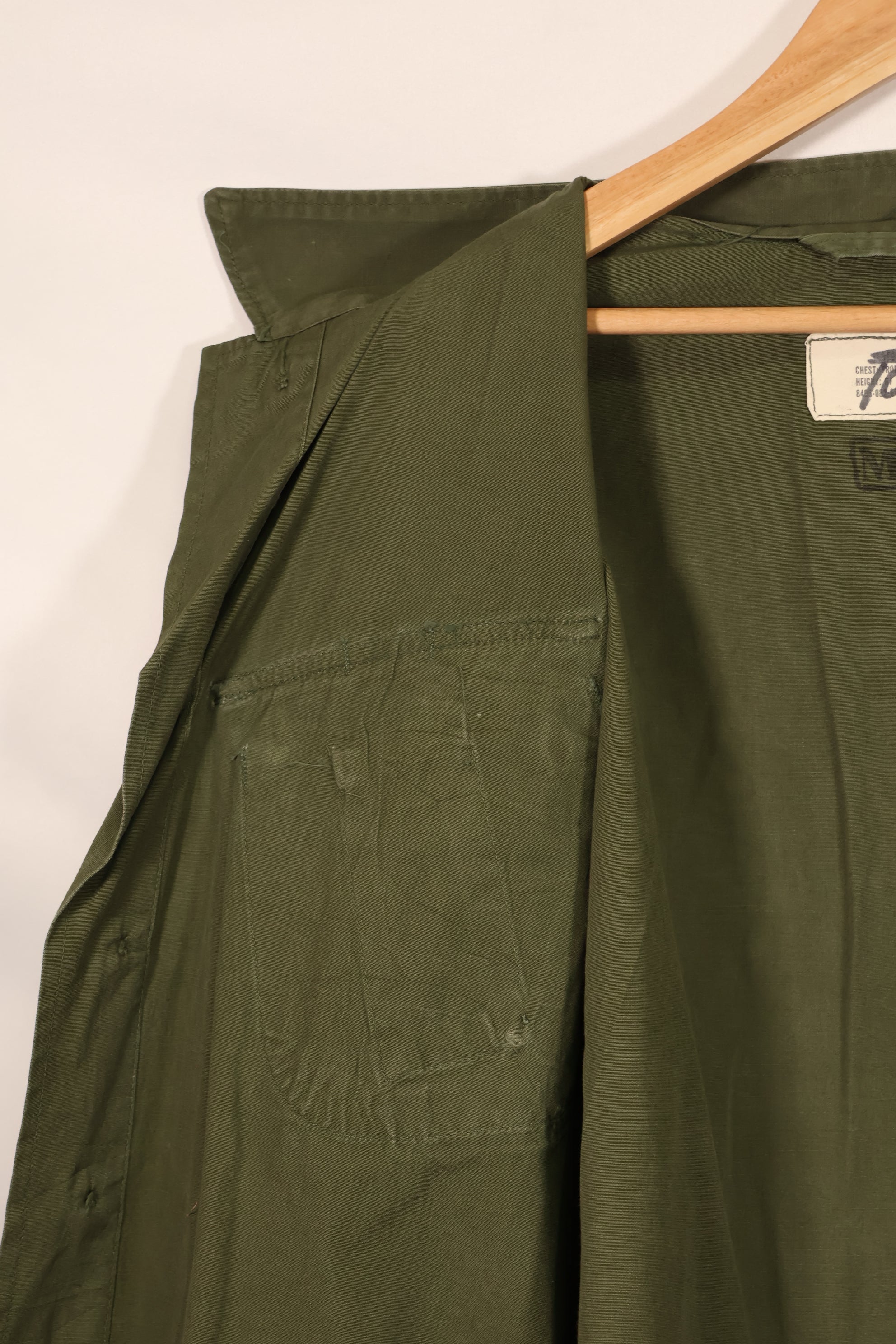 Real circa 1966-1967 lot 3rd Model Jungle Fatigue Jacket, used, size unreadable.