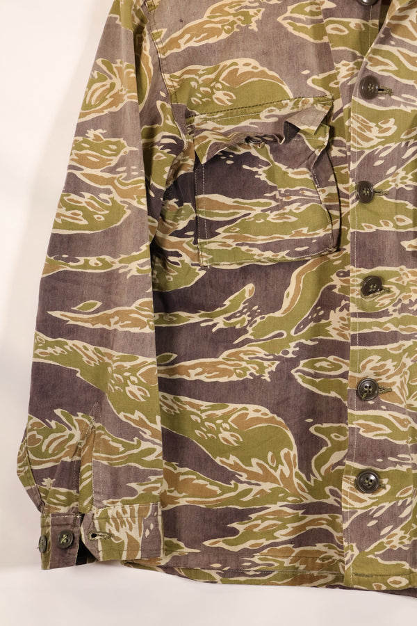 Real Late War Pattern Tiger Stripe Shirt, heavy weight fabric, faded, used.