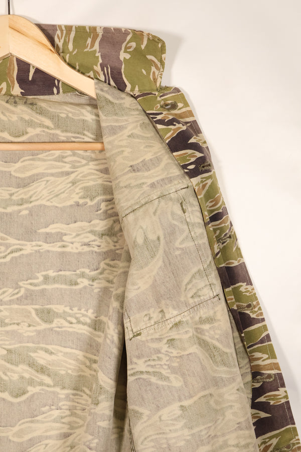 Real Late War Pattern Tiger Stripe Shirt, heavy weight fabric, faded, used.