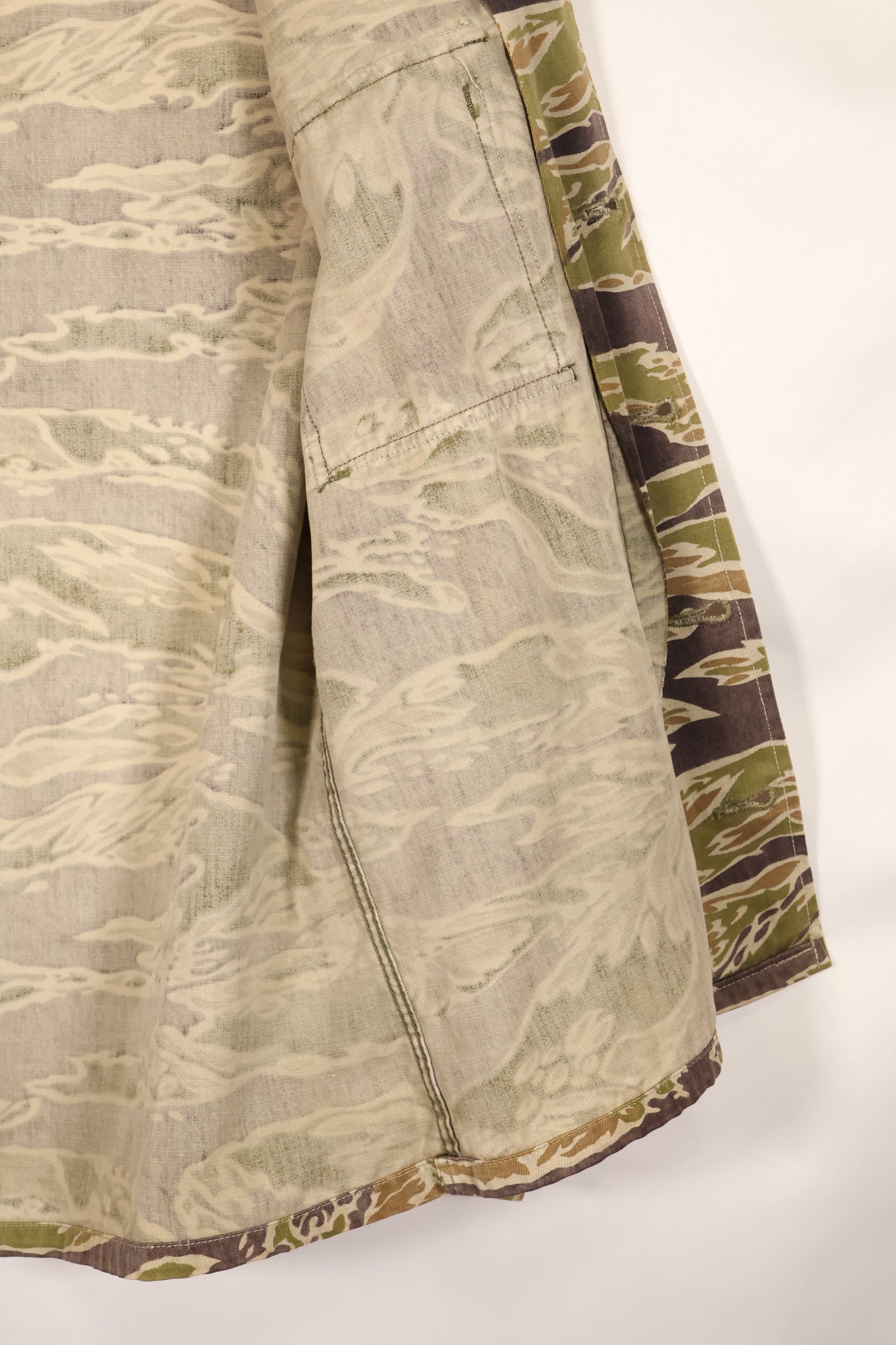 Real Late War Pattern Tiger Stripe Shirt, heavy weight fabric, faded, used.