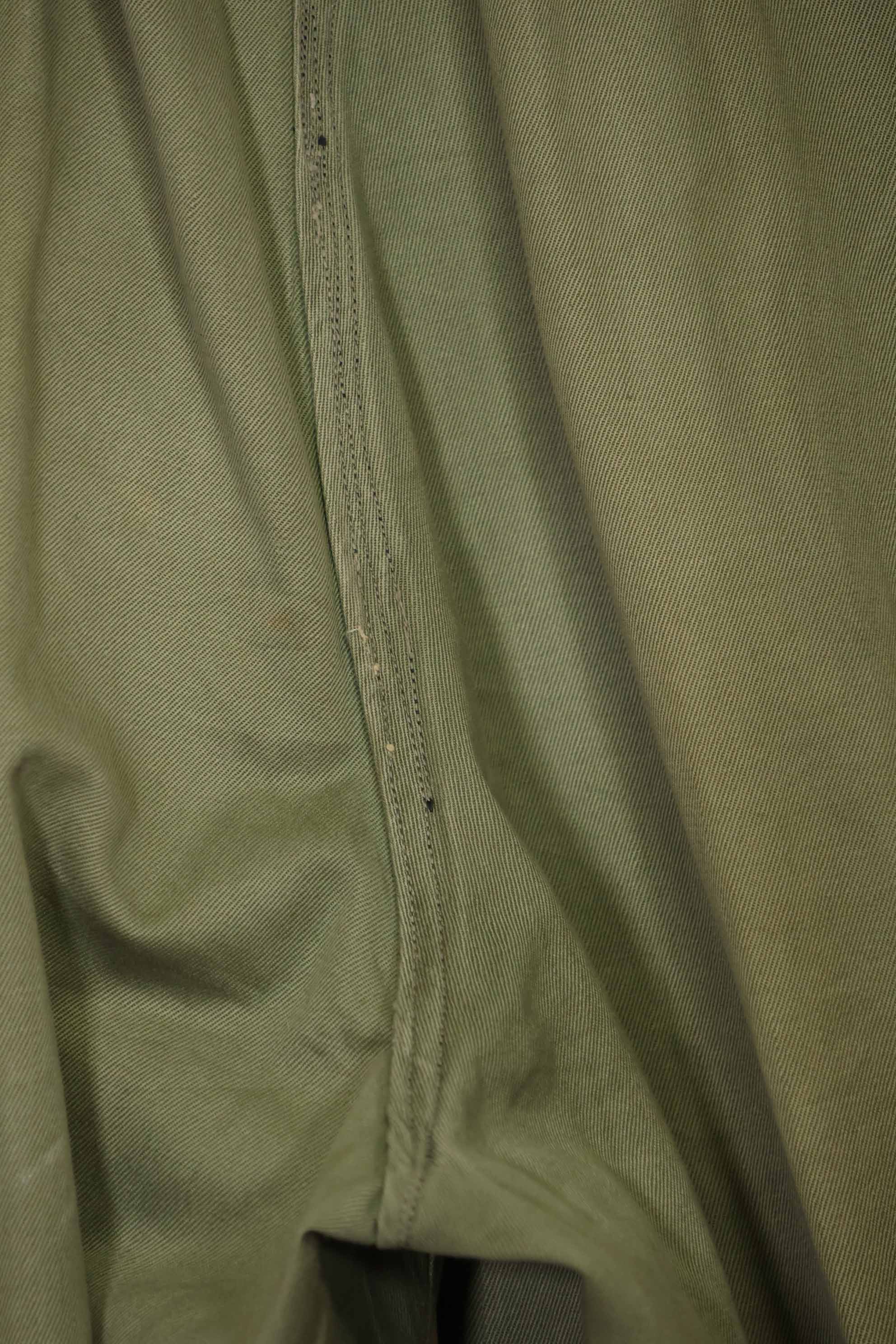 1940s-50s U.S. Army M45 cotton field pants with modified cargo pockets, airborne use, used, A