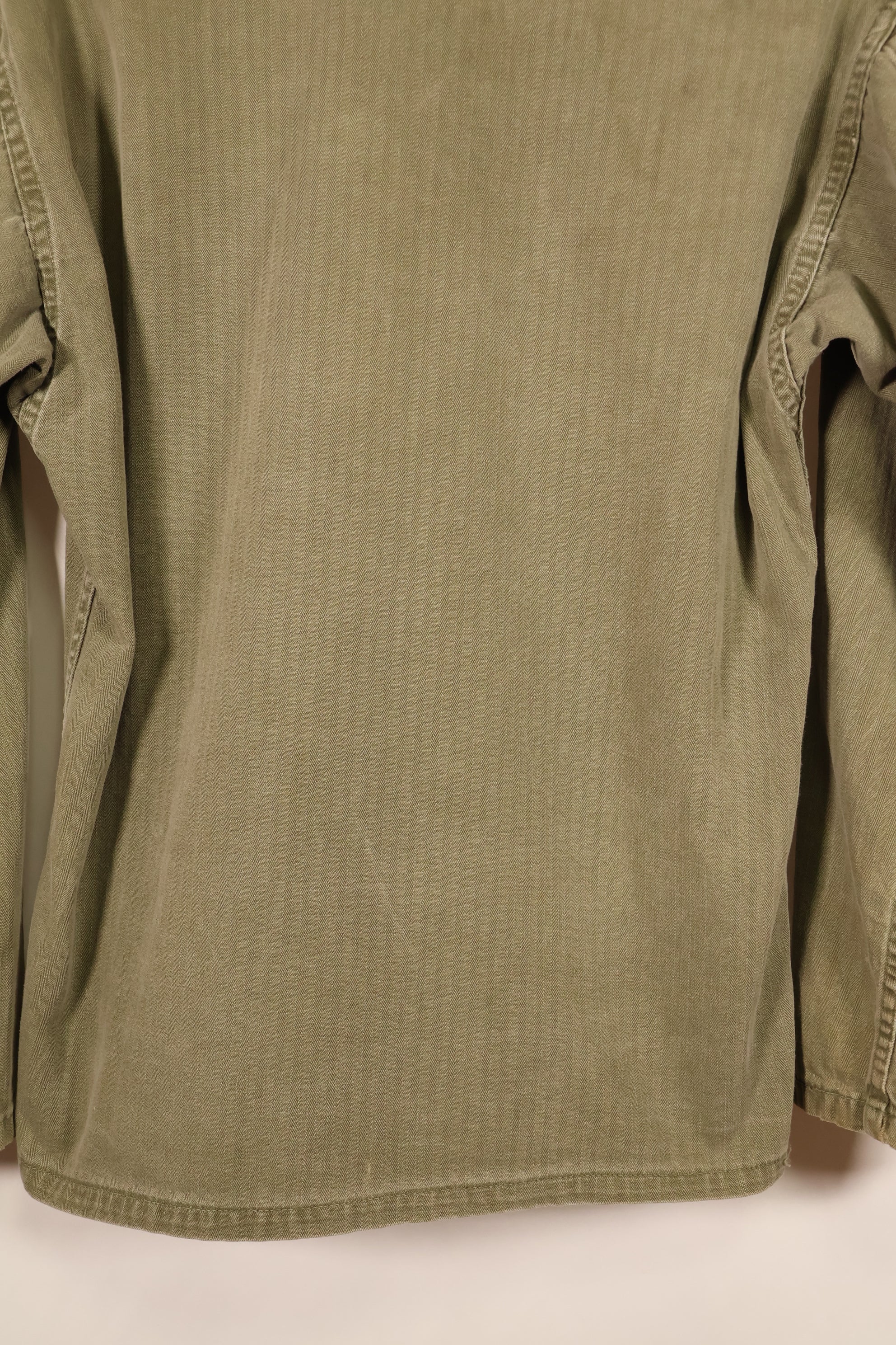 Late 1940s–1950s, U.S. Army, M-47 HBT Utility Shirt with Patches, Used