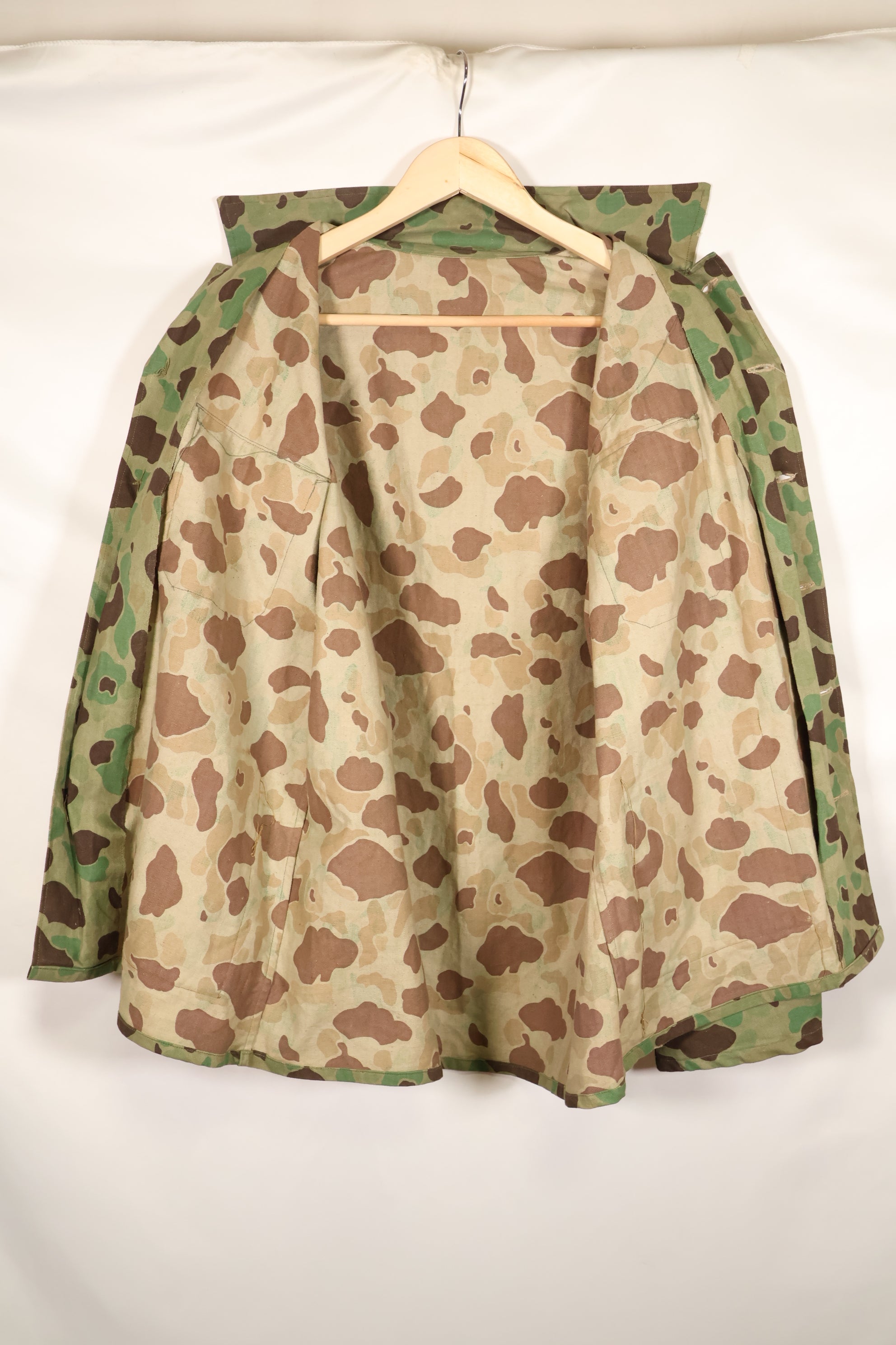 1940s-early 50s Japanese frogskin camouflage tailored jacket, HBT fabric, beautiful, used.