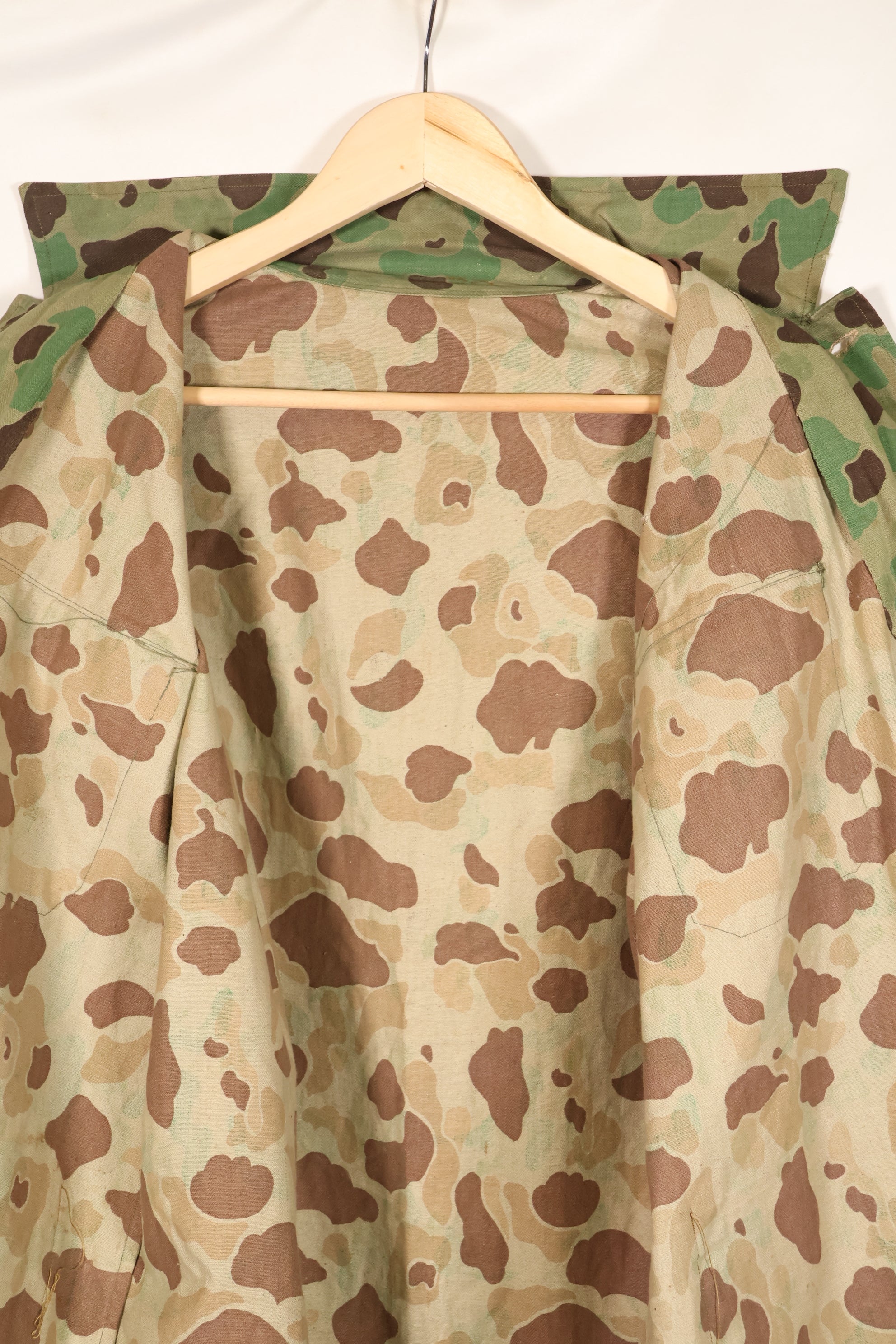 1940s-early 50s Japanese frogskin camouflage tailored jacket, HBT fabric, beautiful, used.