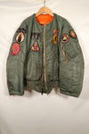 Late 1960's Estimated LARGE US Navy MA-1 Flight Jacket with pilot modifications, used.