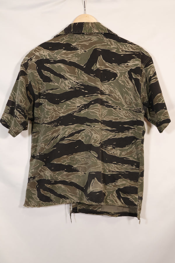 1960s US-L silver tiger stripe US cut shirt short sleeves custom torn