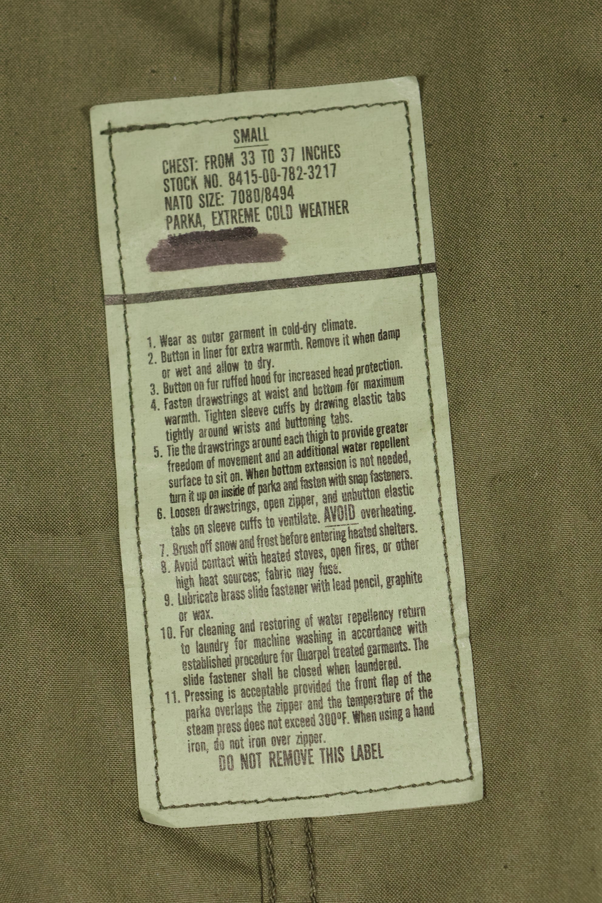 Multiple age lot SMALL M65 field parka fishtail parka in good used condition B