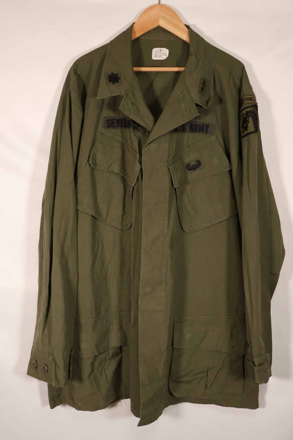 Real 1969 4th Model Jungle Fatigue Jacket L-L with Army patch, used.