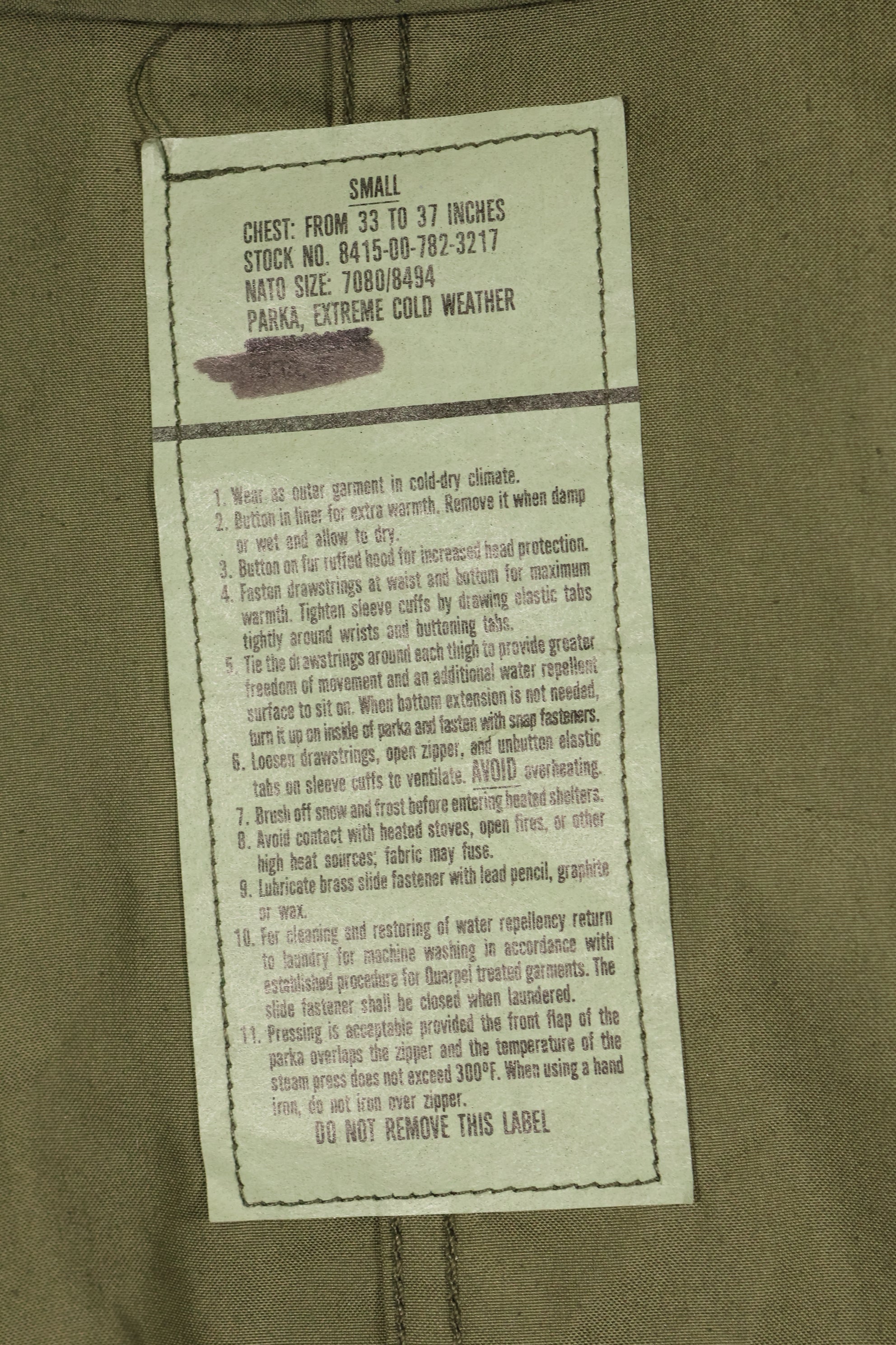 Multiple age lot SMALL M65 field parka fishtail parka, used in good condition, C