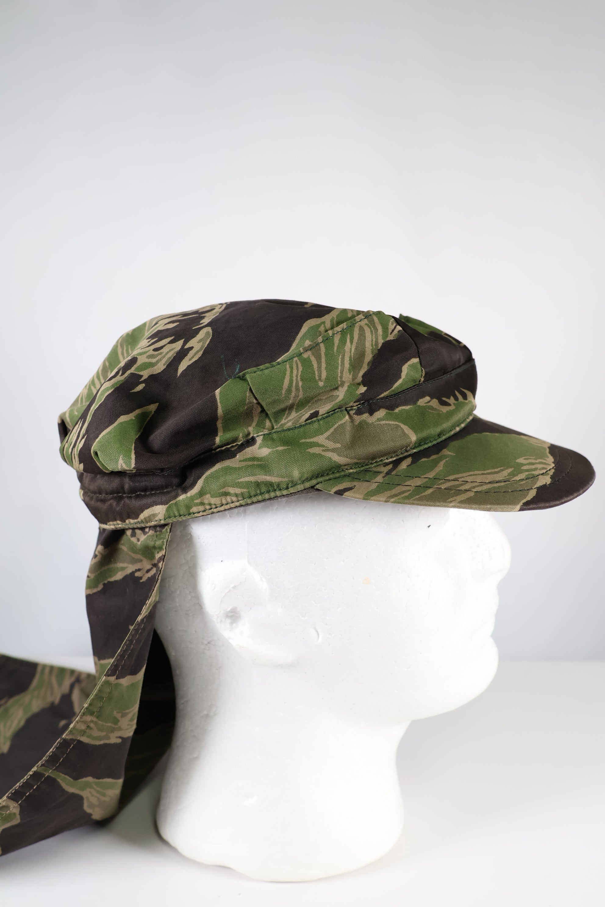 Real Okinawa Tiger Tiger Stripe CIDG Patrol Cap Long Neck Flap Used