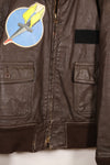 1971 contract size 44 G-1 flight jacket, painted, patches, used.