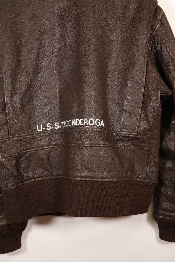 1971 contract size 44 G-1 flight jacket, painted, patches, used.