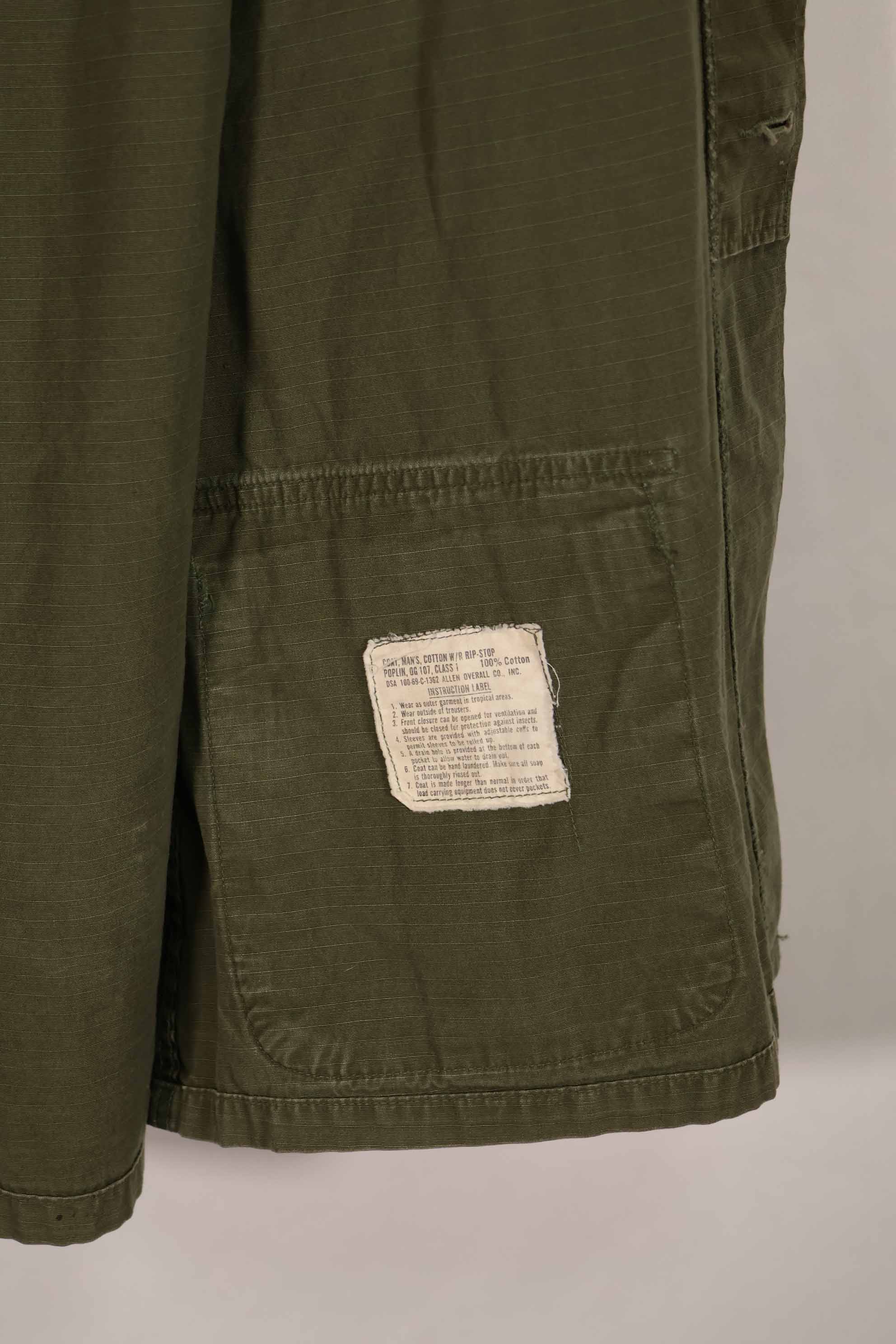 Real 1969 4th Model Jungle Fatigue Jacket with M-R 25th Infantry Division patch, used.