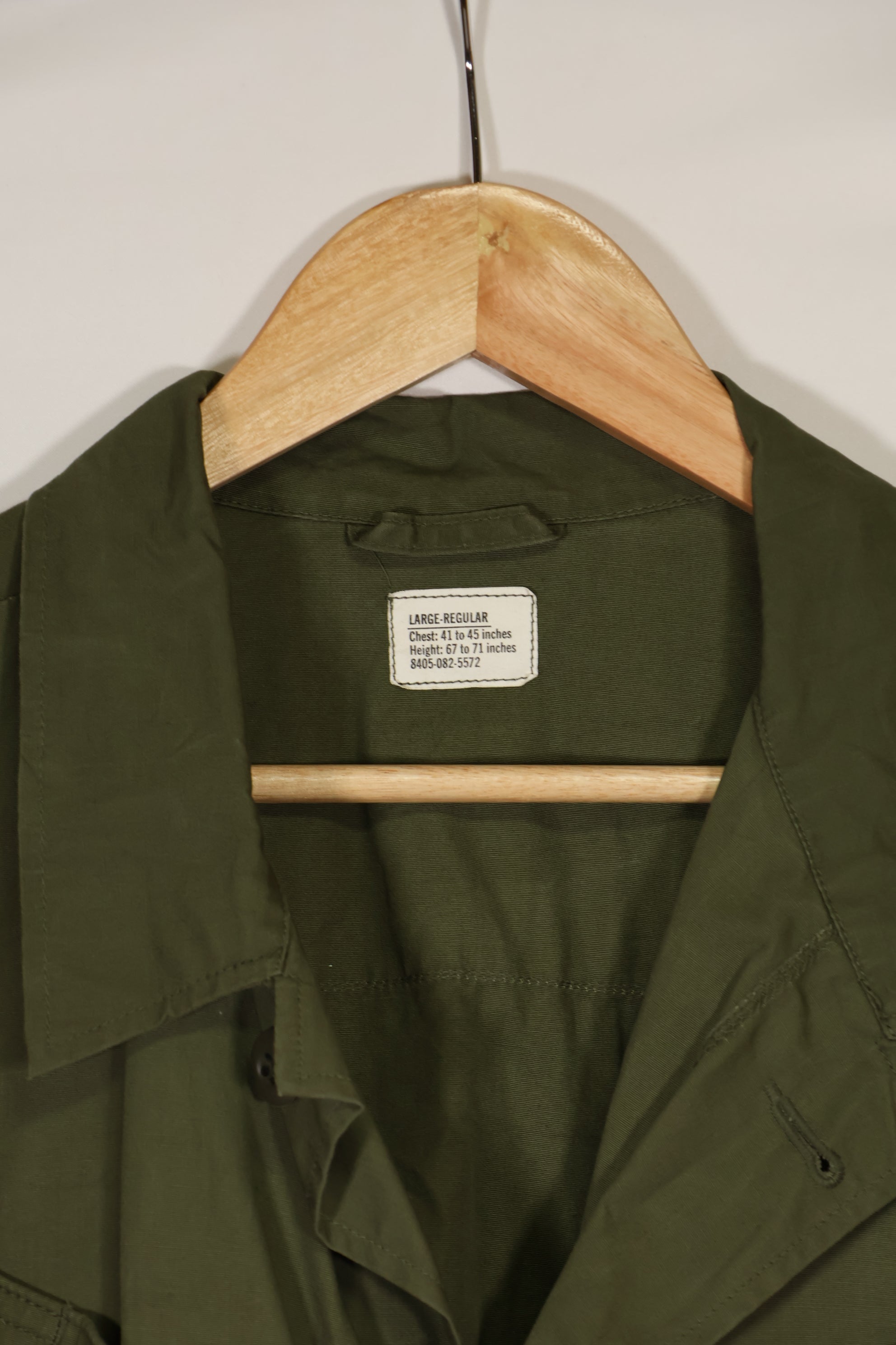 Real 1966-1967 3rd Model Jungle Fatigue Jacket L-R with damage.