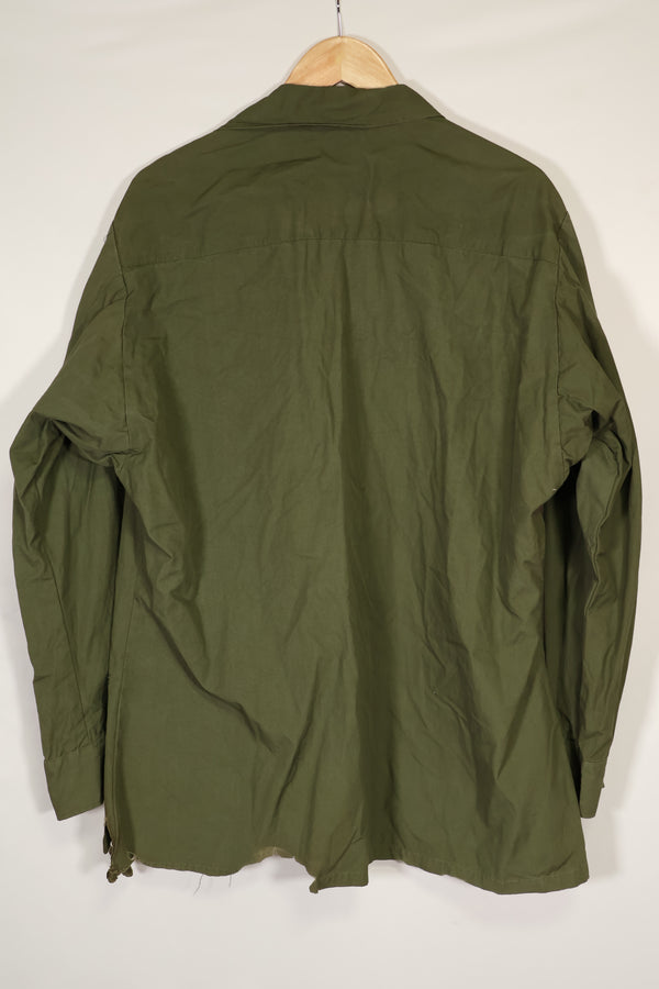 Real 1966-1967 3rd Model Jungle Fatigue Jacket L-R with damage.