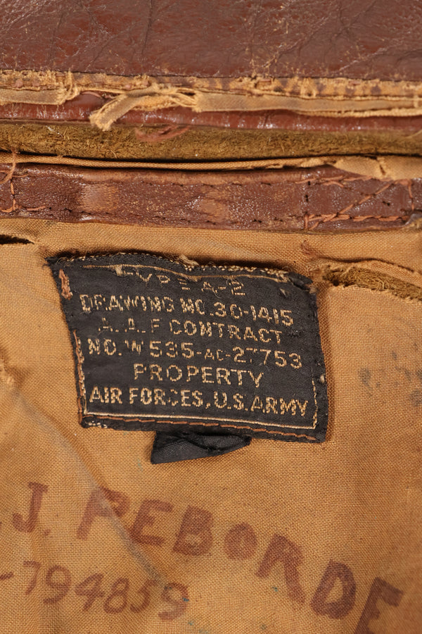 1940s size 42 WWII U.S. Army Air Corps USAAF A-2 flight jacket with name, used.