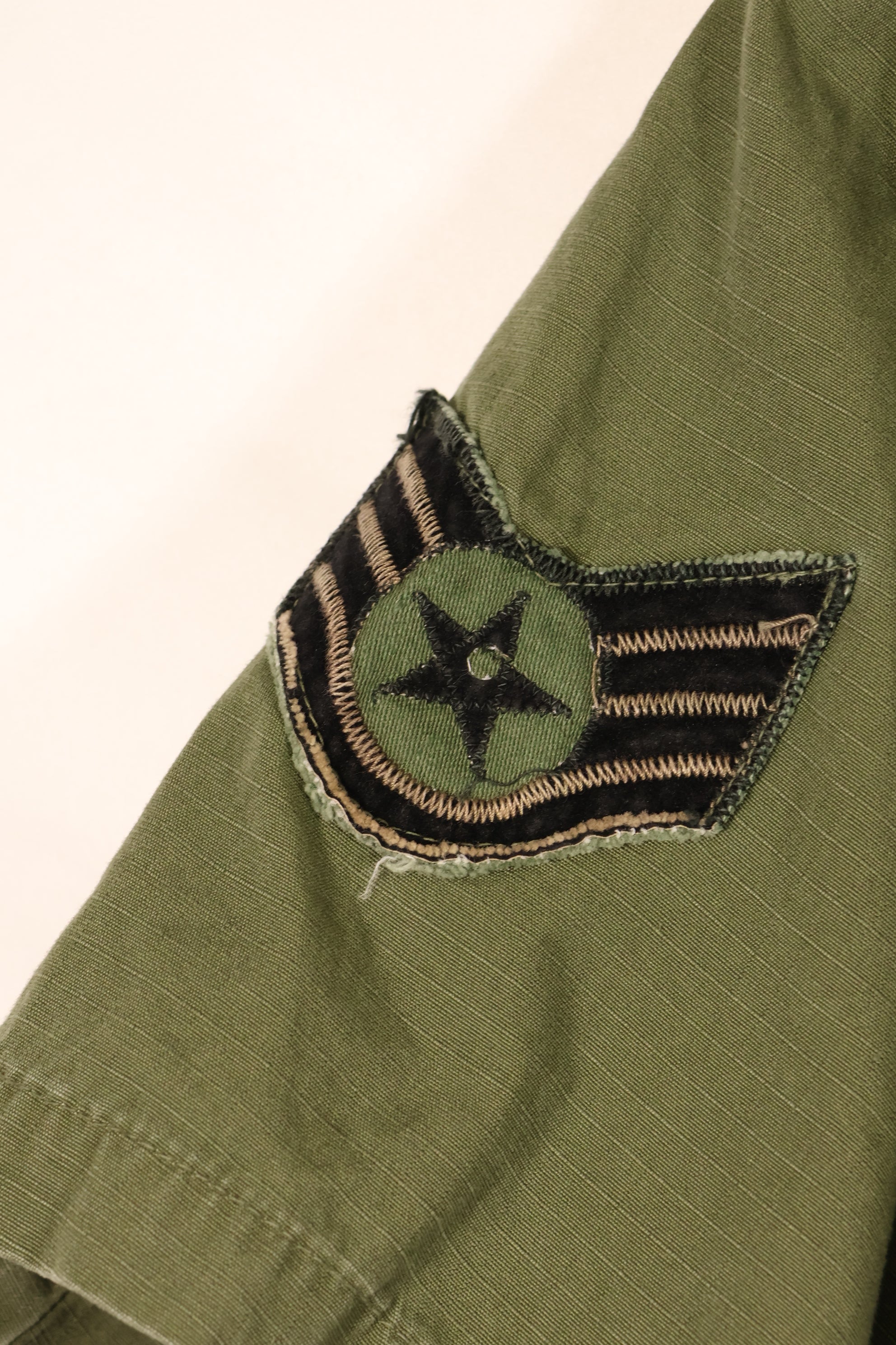 1969 Contract, S-L, Taylor Markings, 4th Model Jungle Fatigue Jacket, USAF, Short-Sleeve Custom, Used