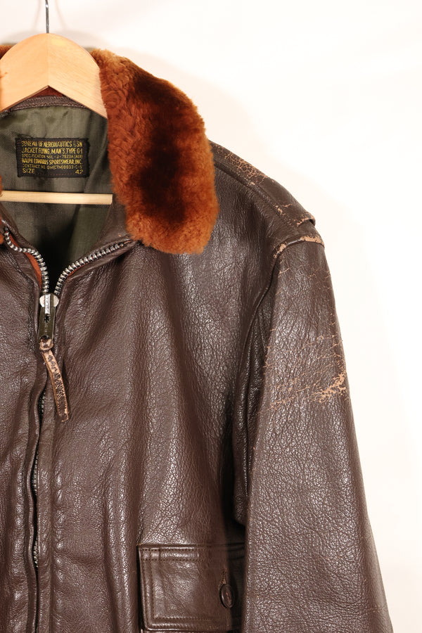 Early 1960s lot size 42 G-1 intermediates zone flight jacket, used.