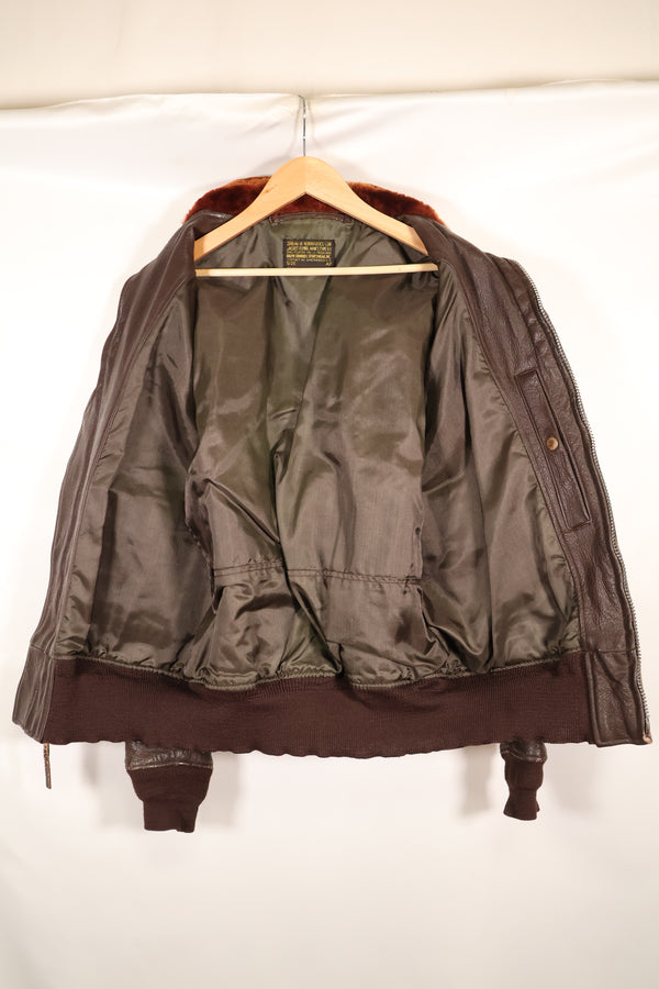 Early 1960s lot size 42 G-1 intermediates zone flight jacket, used.