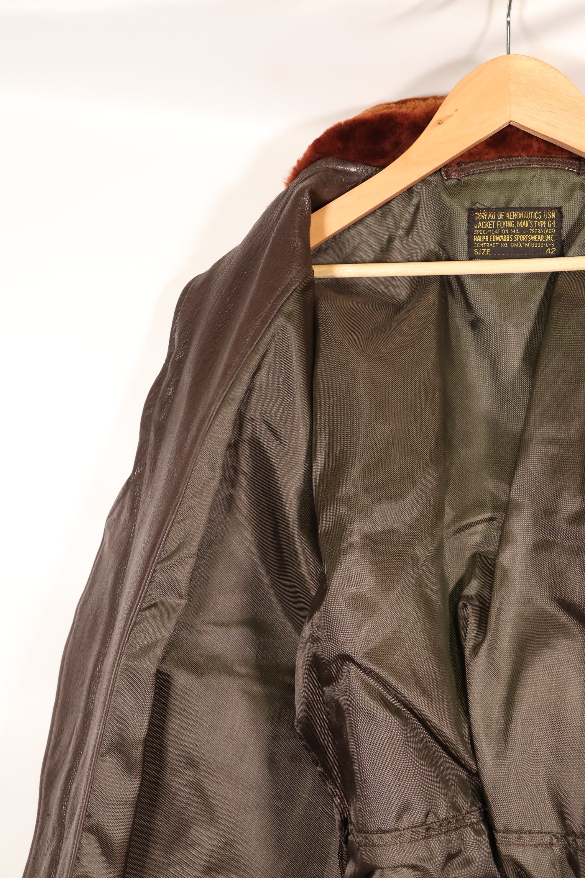 Early 1960s lot size 42 G-1 intermediates zone flight jacket, used.