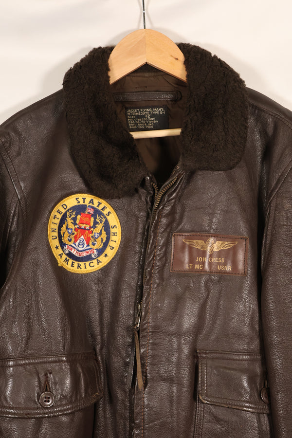 1970 contract size 42 G-1 flight jacket USS AMERICA with patch, used.