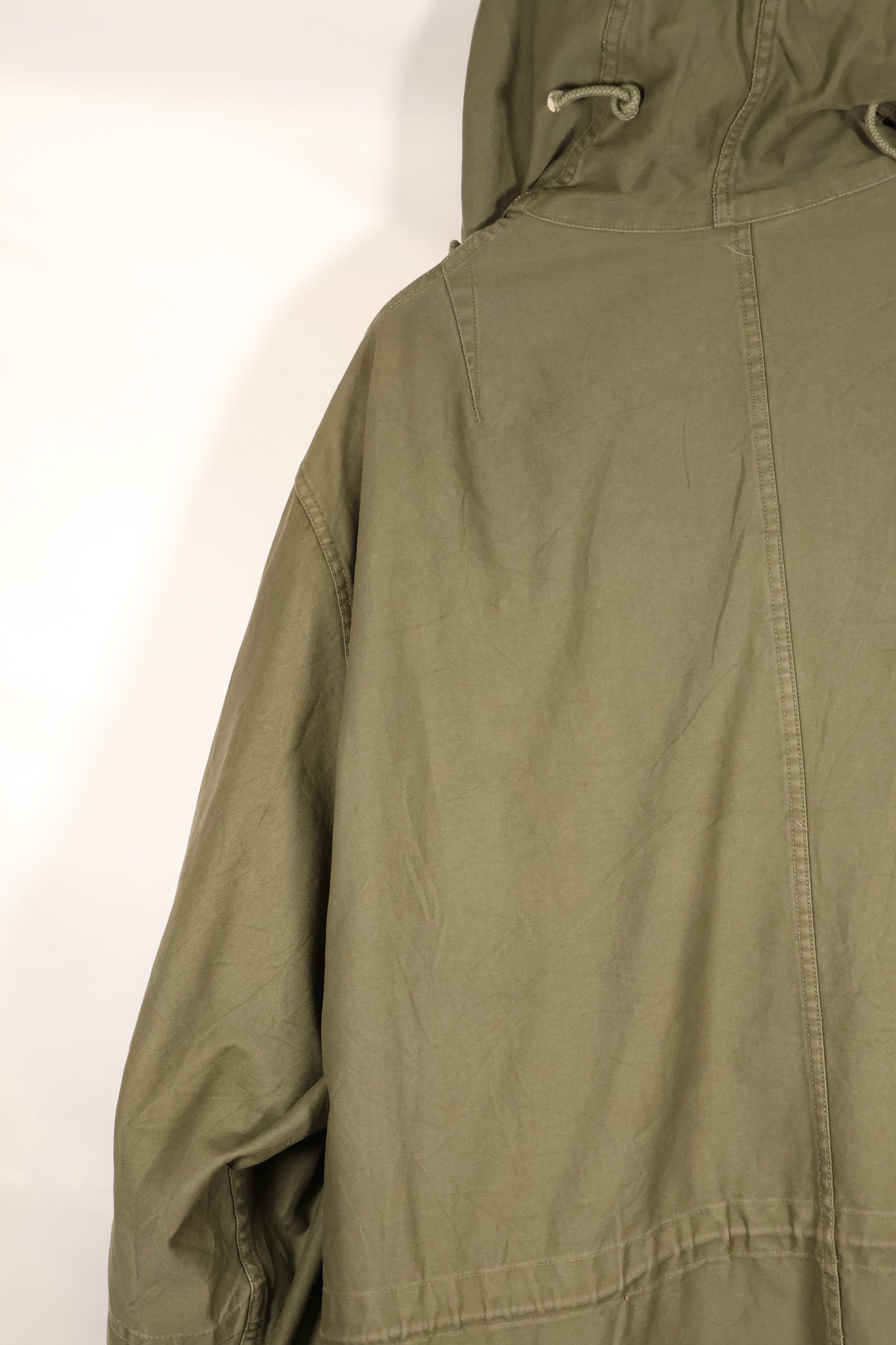 Late 1940's L size US Army M-48 Field Parka with repairs, used movie company costume.