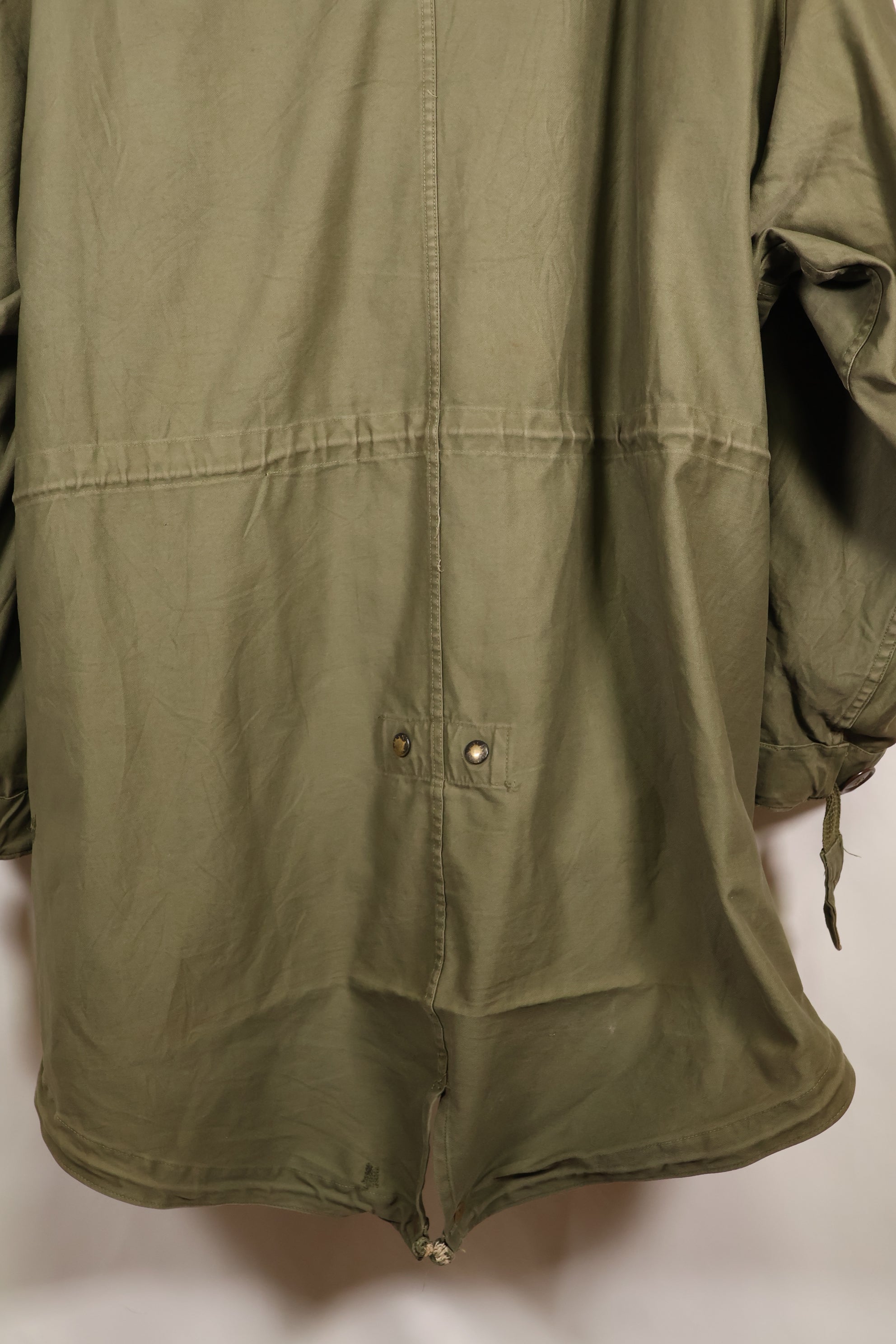 Late 1940's L size US Army M-48 Field Parka with repairs, used movie company costume.