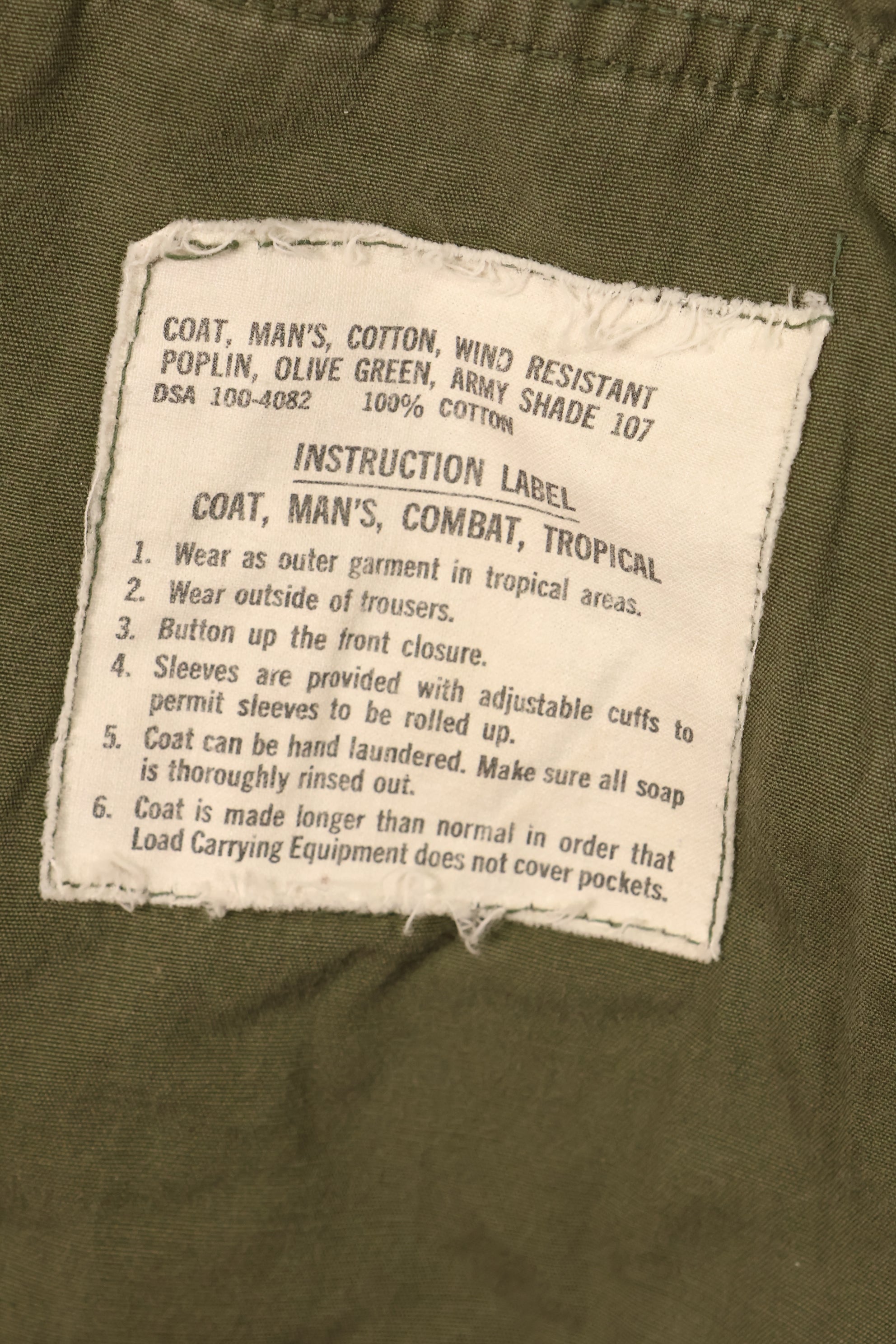Around 1967; S-R 3rd Model Jungle Fatigue Jacket; Slightly Faded; Used