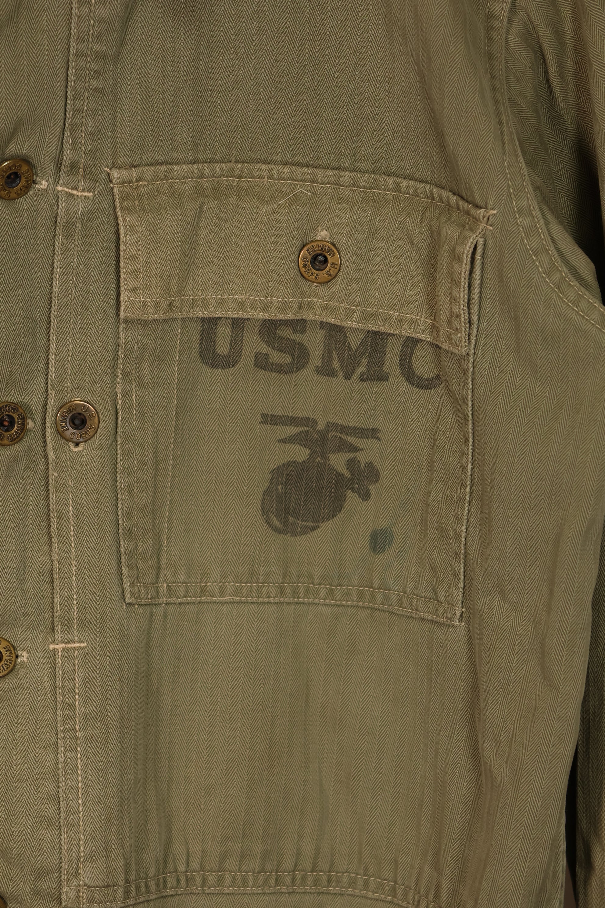 Real U.S. Marine Corps USMC M44 HBT Utility Jacket Used