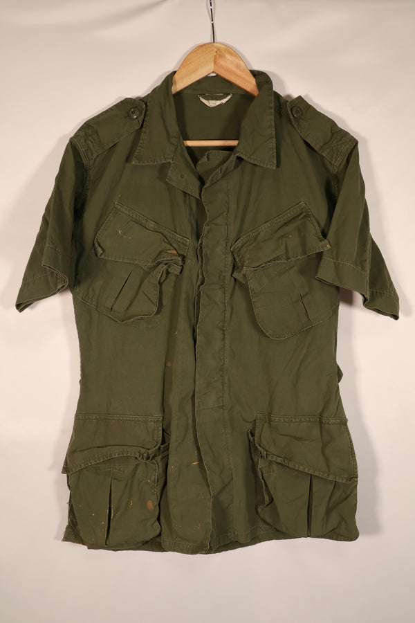 Real Made in Japan 2nd Model Jungle Fatigue Jacket, short sleeves, custom, stained, used.
