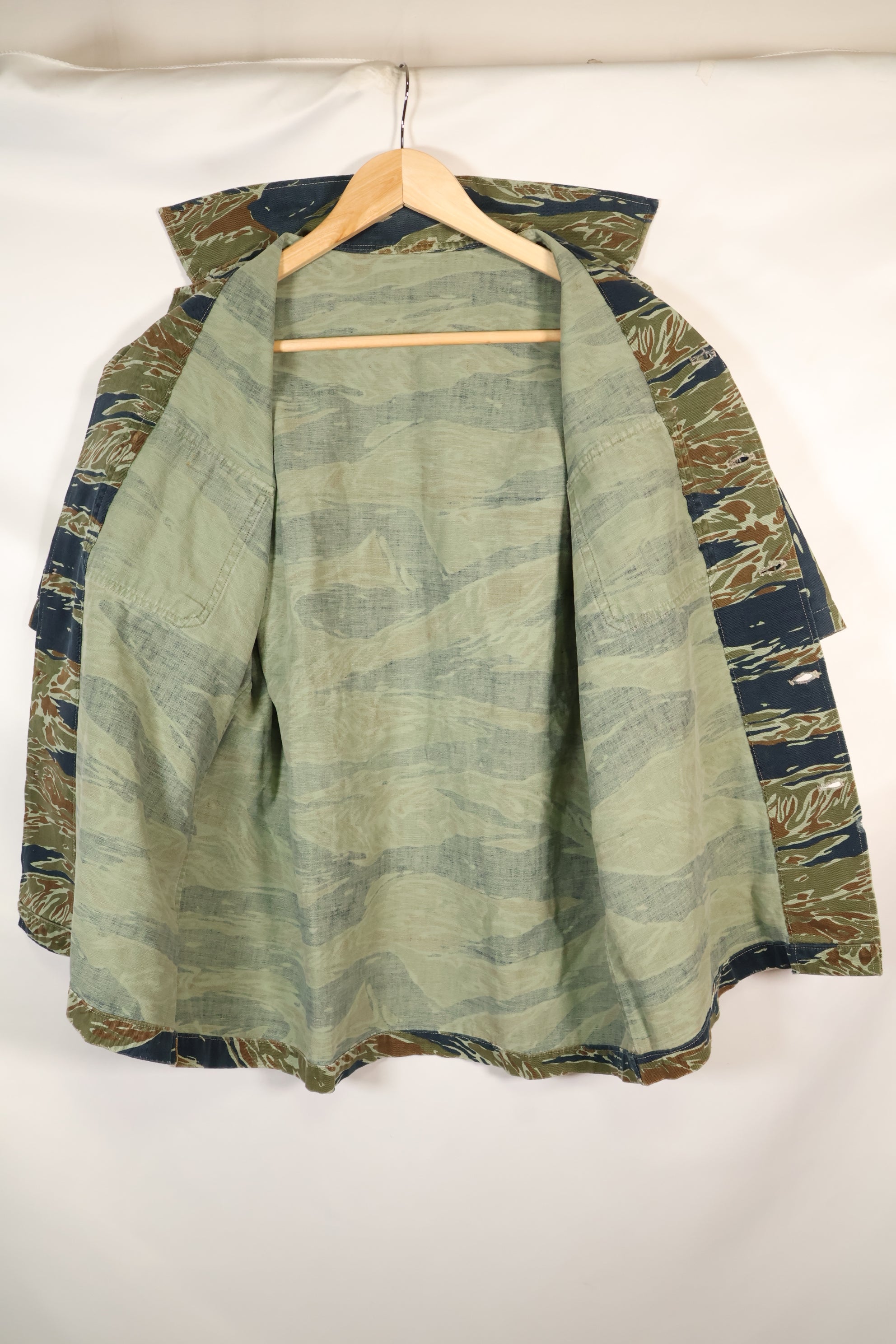 Mid-1970s, Thailand, Silver Tiger half sleeve shirt, tiger stripe, used.