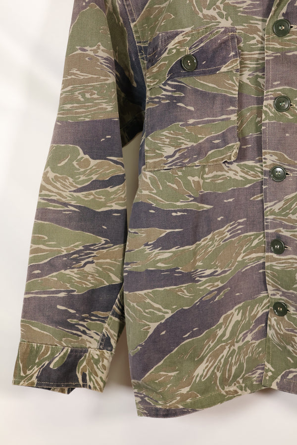 Mid-1960s Japanese Silver Tiger Asian Cut shirt with faded tiger stripes, used.