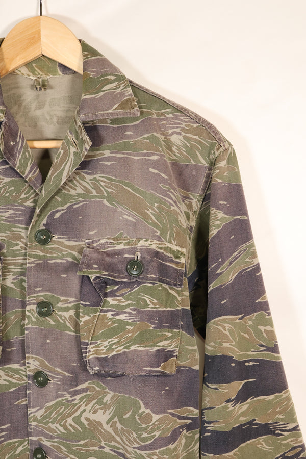 Mid-1960s Japanese Silver Tiger Asian Cut shirt with faded tiger stripes, used.