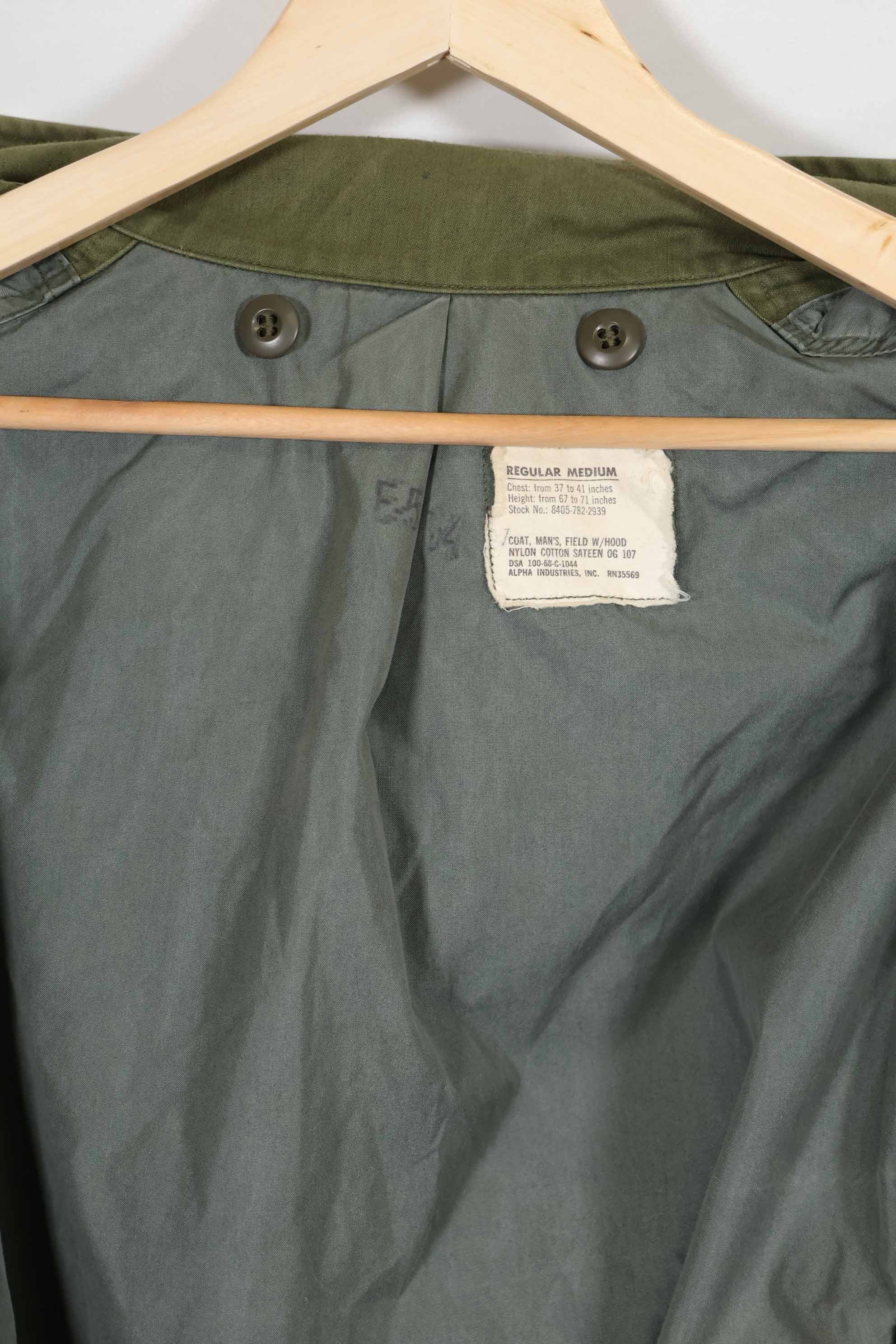 Real 1968 2nd Model M65 Field Jacket Gray Liner M-R Used