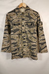 Early 1970s Late War Pattern Tiger Stripe Heavy Cotton Shirt, faded, used.